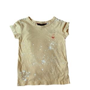 The Animals Observatory TAO Light Beige Splatter T-Shirt - Size 6Y